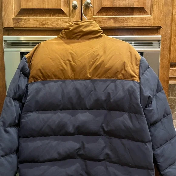 Patagonia Men's Bivy Two-Tone Blue Brown Puffer Jacket - Picture 2 of 9